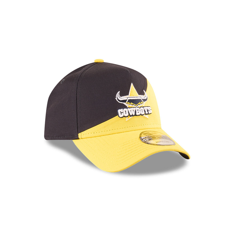 North Queensland Cowboys Hat - 2025 Black Flow 9Forty A-Frame NRL Snapback Cap - New Era